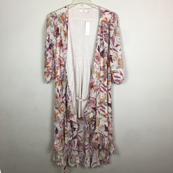 Francesca's floral hi low wrap midi dress with  ruffle hem - Picture 4 of 11
